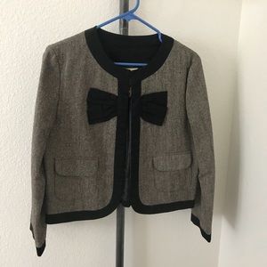 Anthropologie Cropped Tweed Bow Jacket Blazer